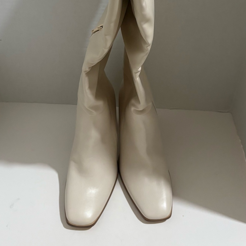 JustFab Cream Heeled Boots